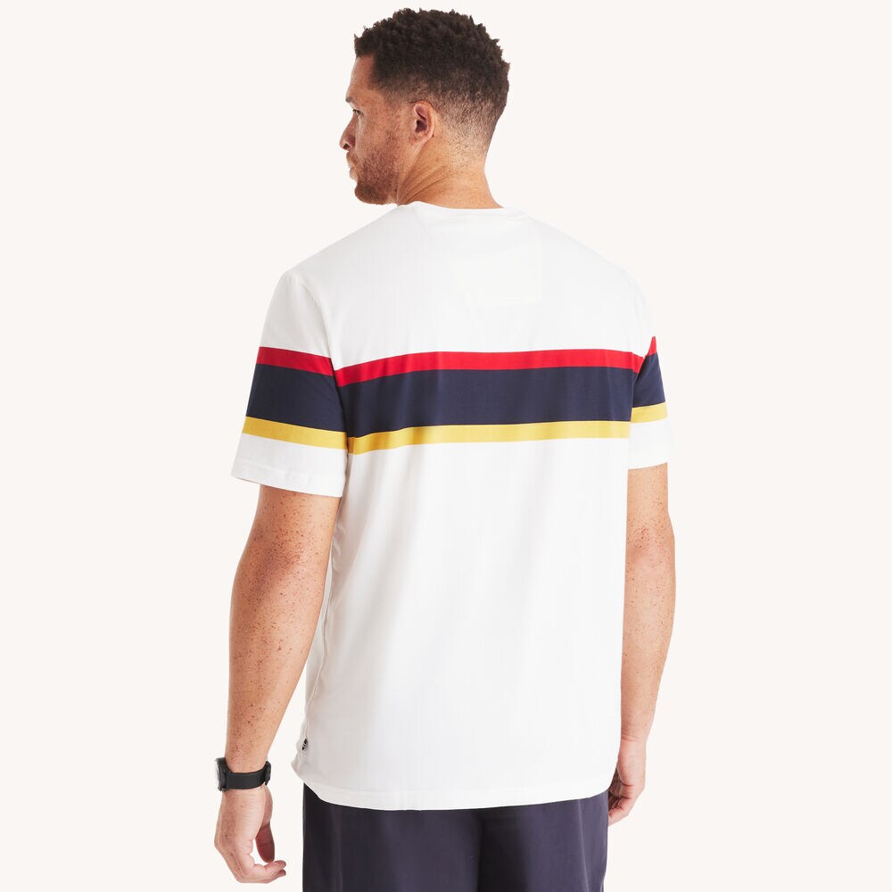 Big & Tall Striped Crewneck T-Shirt,Bright White,large