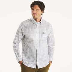 Classic Fit Wrinkle-Resistant Plaid Shirt,Bright White,large