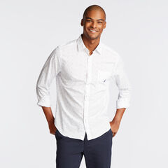CLASSIC FIT POPLIN SHIRT IN MEDALLION PRINT,Bright White,large