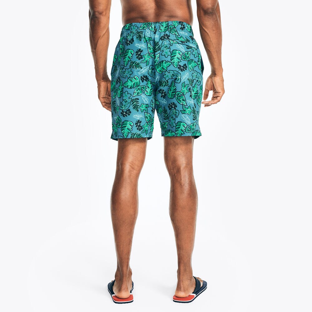 8" TROPICAL PRINT SWIM,Blue Mist Pantone,large