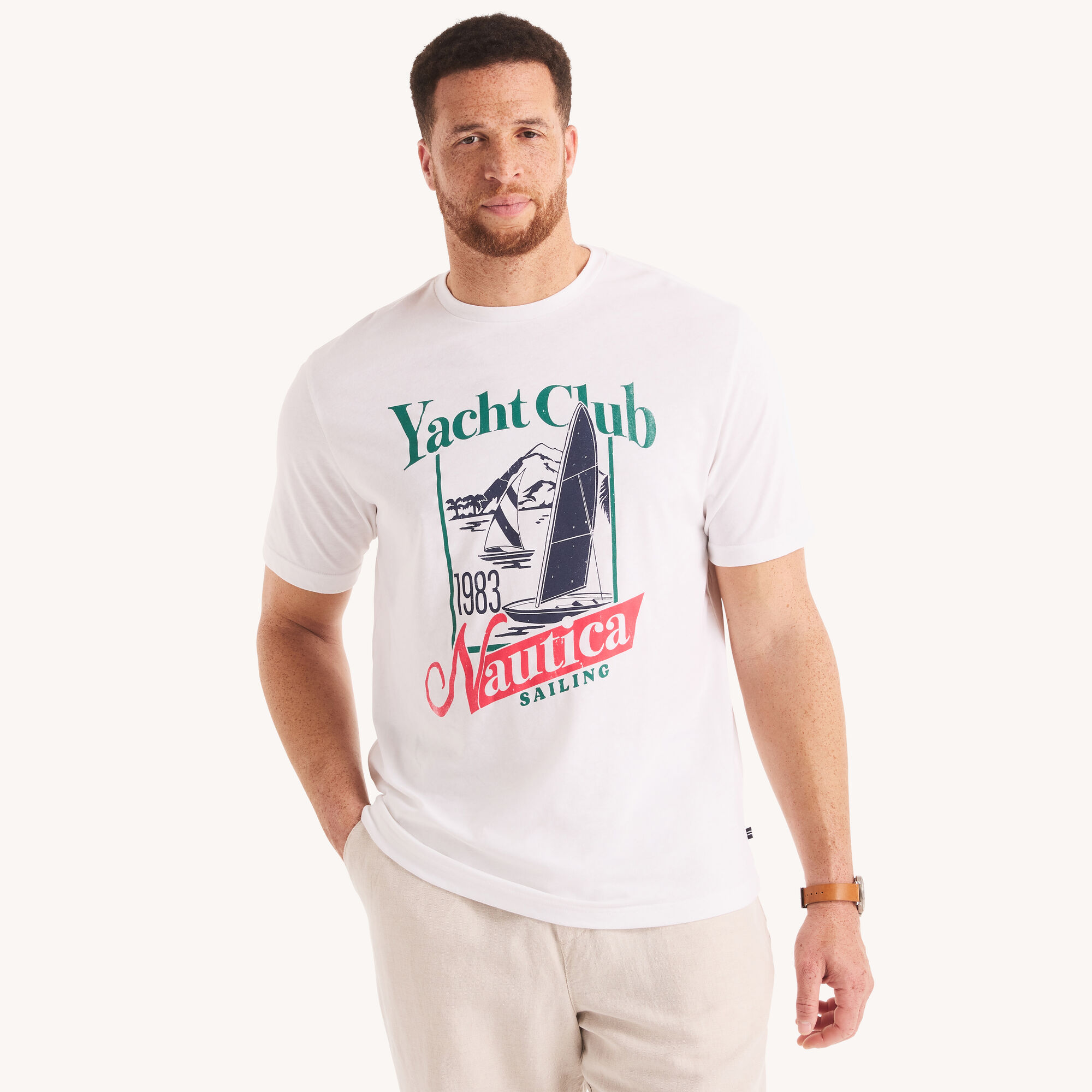 Big & Tall Yacht Club Graphic T-Shirt,Bright White,large