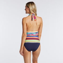 Stripe Halter Tankini Top,Multi,large
