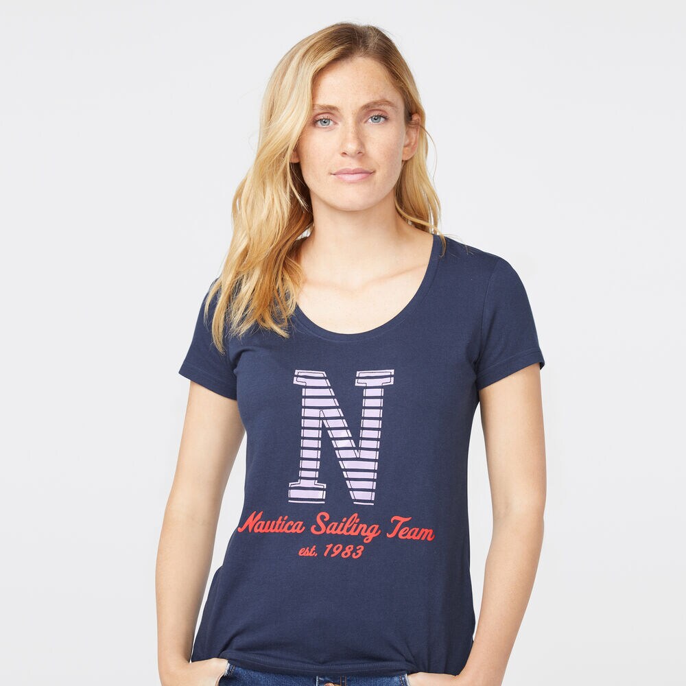 NAUTICA SAILING TEAM TEE,Stellar Blue Heather,large
