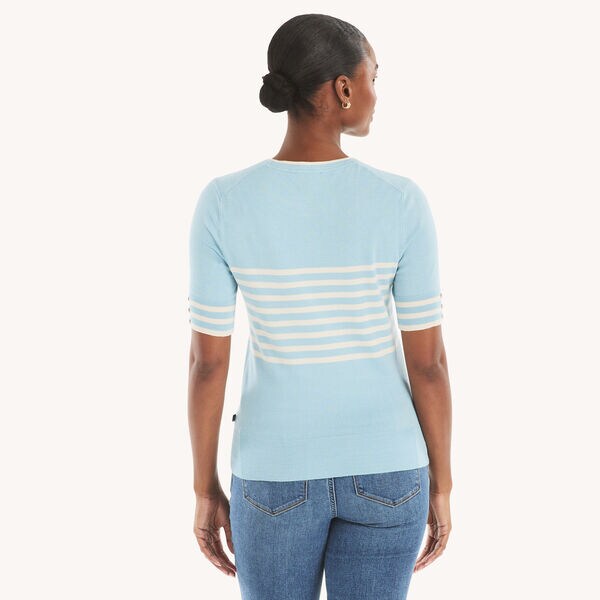 Striped Short-Sleeve Sweater