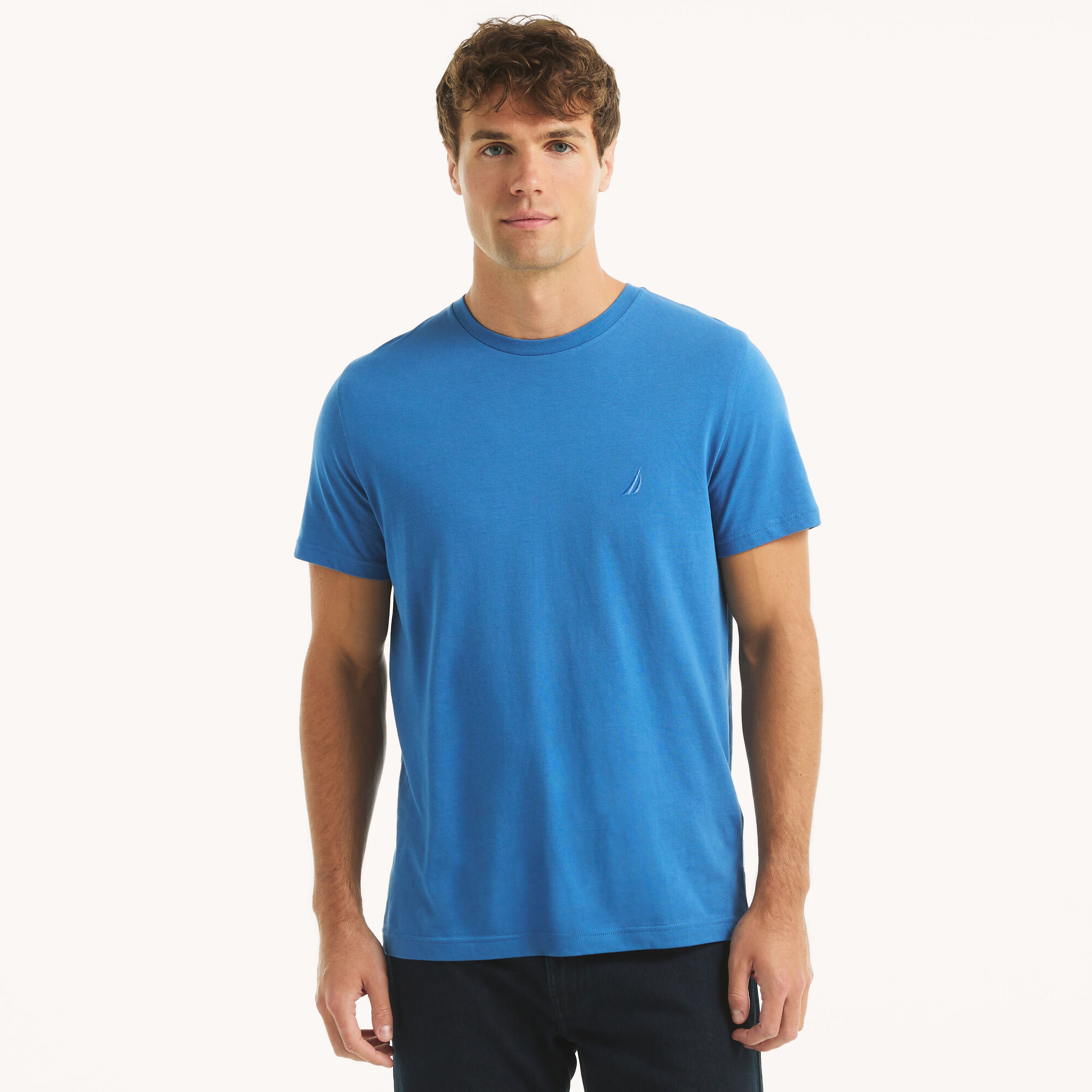 Crewneck Deck T-Shirt,Nite Sea Heather,large