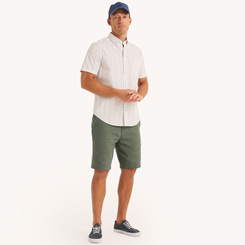 Classic Fit Wrinkle-Resistant Striped Shirt,Gecko Green,large