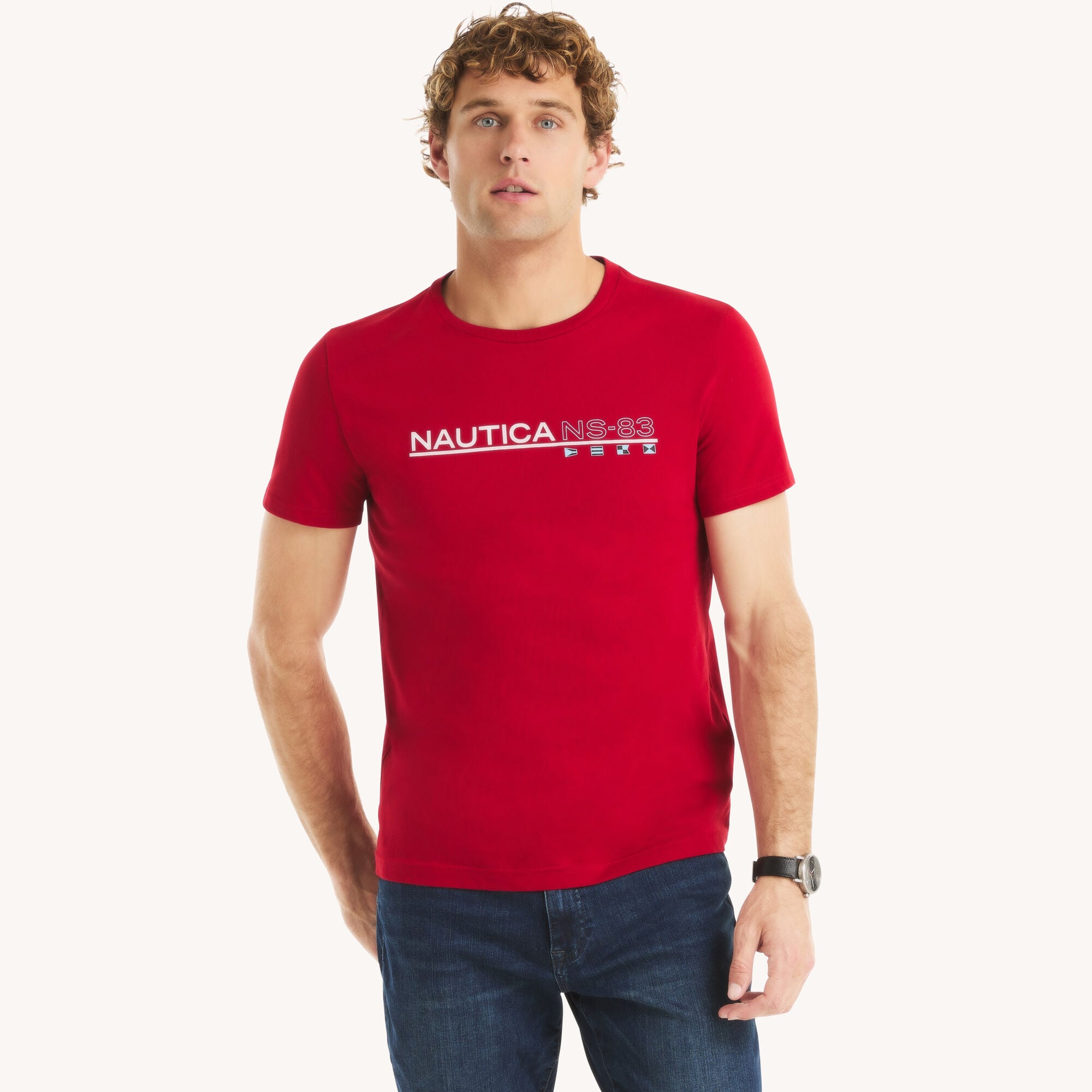 NS-83 Graphic T-Shirt,Nautica Red,large
