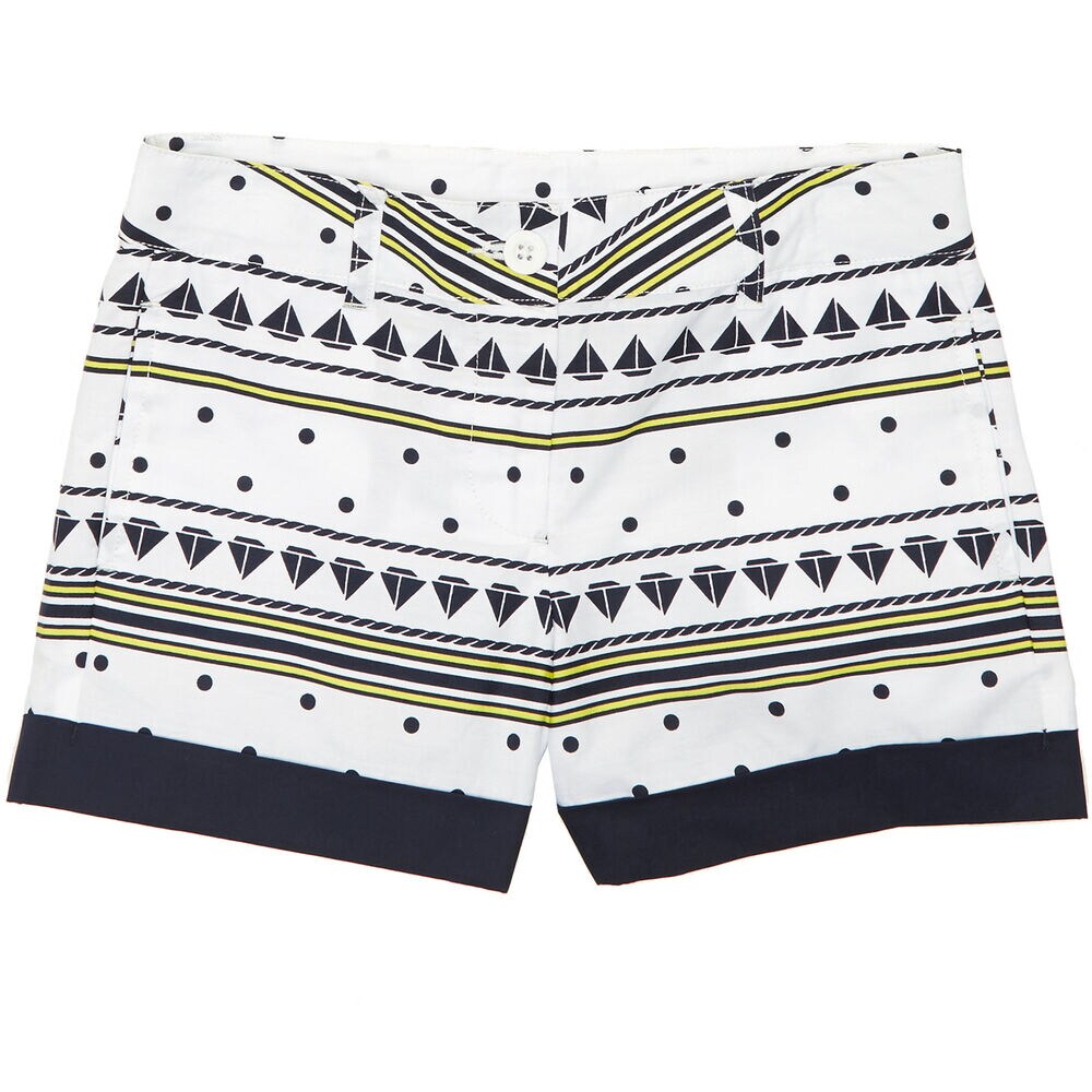 Little Girls' Sailboat & Stripe Shorts (2T-7),Sail White,large