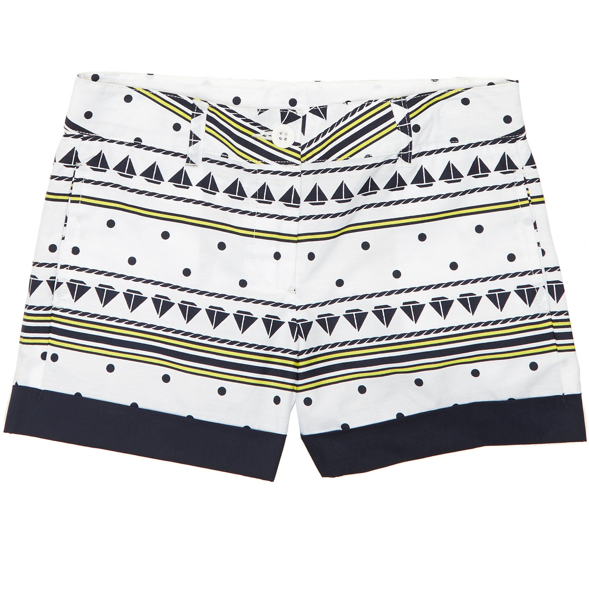 Little Girls' Sailboat & Stripe Shorts (2T-7),Sail White,large