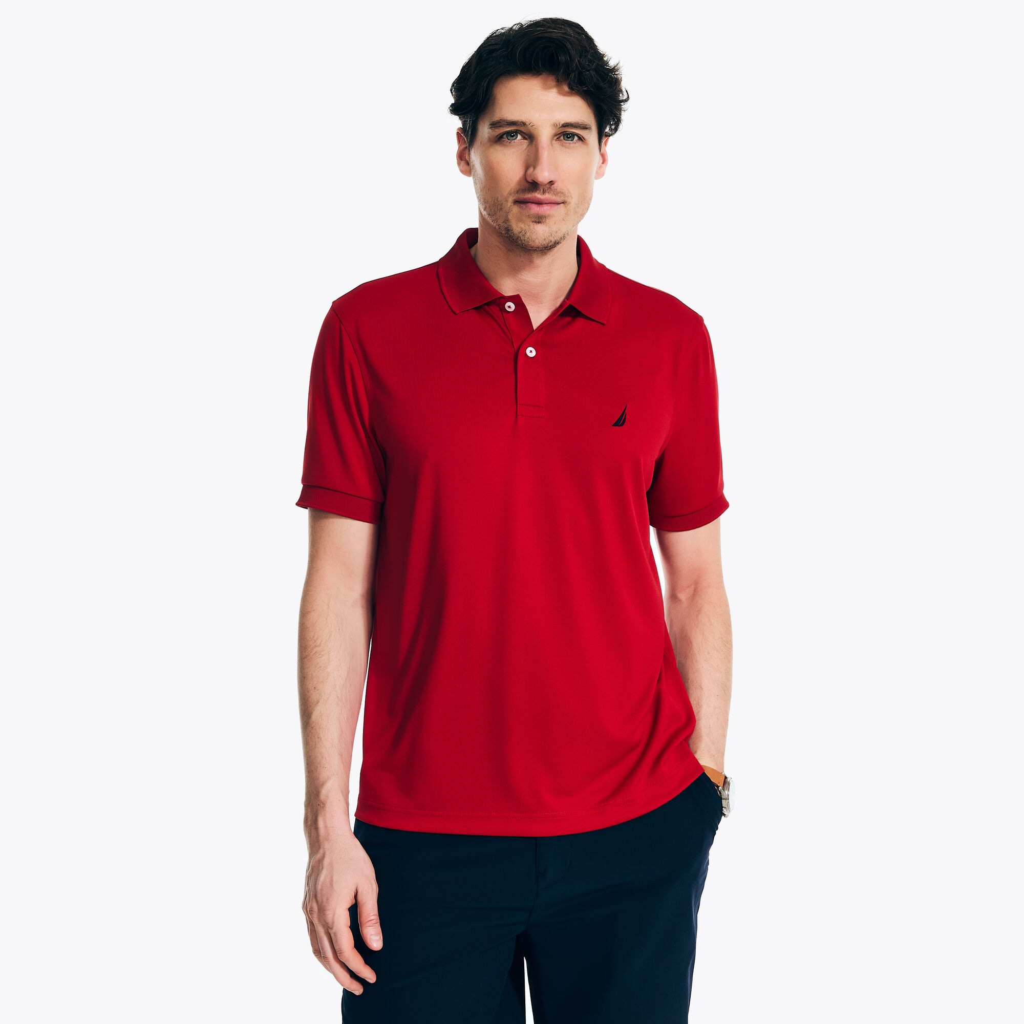 Navtech Classic Fit Performance Polo,Nautica Red,large