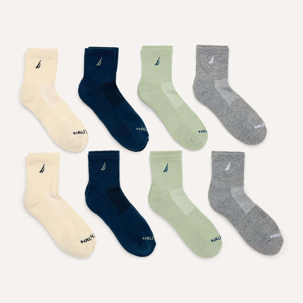 Athletic High Quarter Socks, 8-Pack,Bali Bliss,large