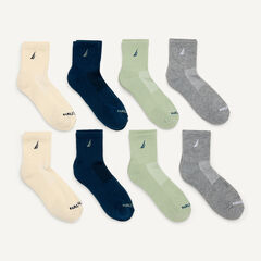Athletic High Quarter Socks, 8-Pack,Bali Bliss,large