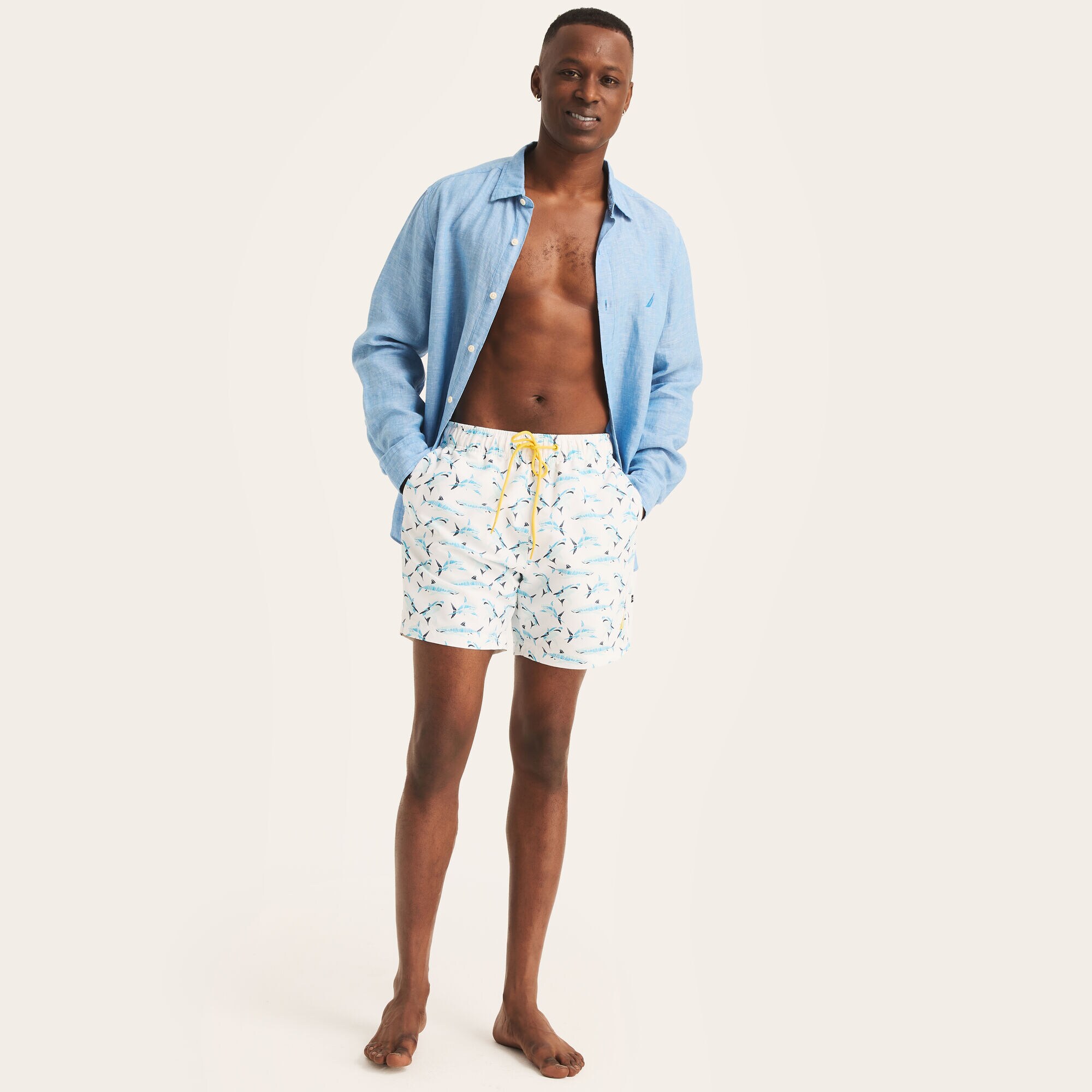 Shark Week x Nautica 6" Swim,Bright White,large