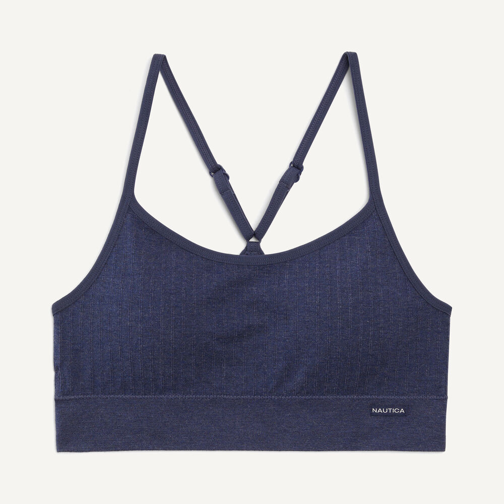 Seamless Ribbed Bra, 3-Pack,Workshirt Blue,large