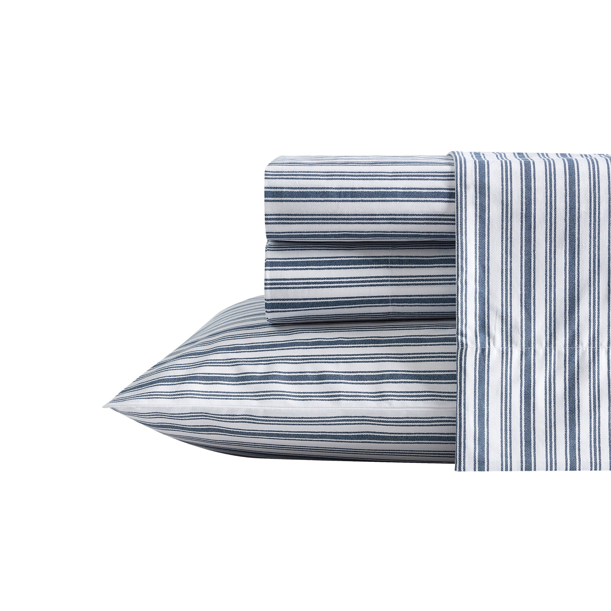 COLERIDGE STRIPED BLUE FULL SHEET SET,Blue Mirage,large