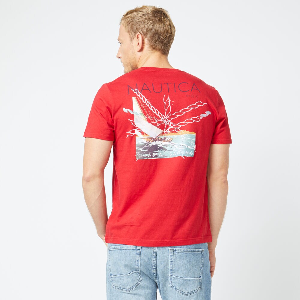 COASTAL SAILING GRAPHIC T-SHIRT,Nautica Red,large