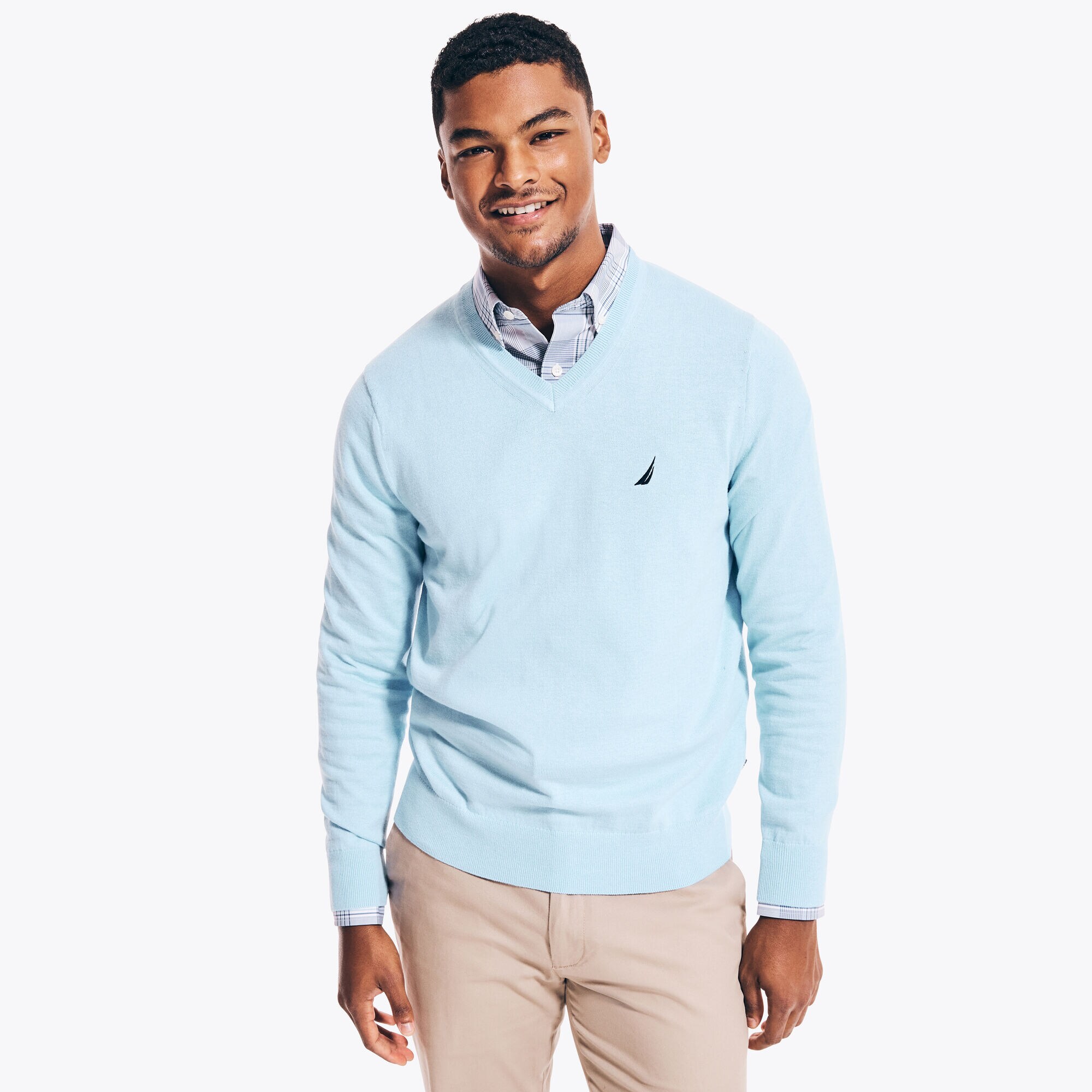 NAVTECH V-NECK SWEATER,Cobalt Wave,large