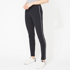 SIDE PIPING PONTE PANTS,True Black,large