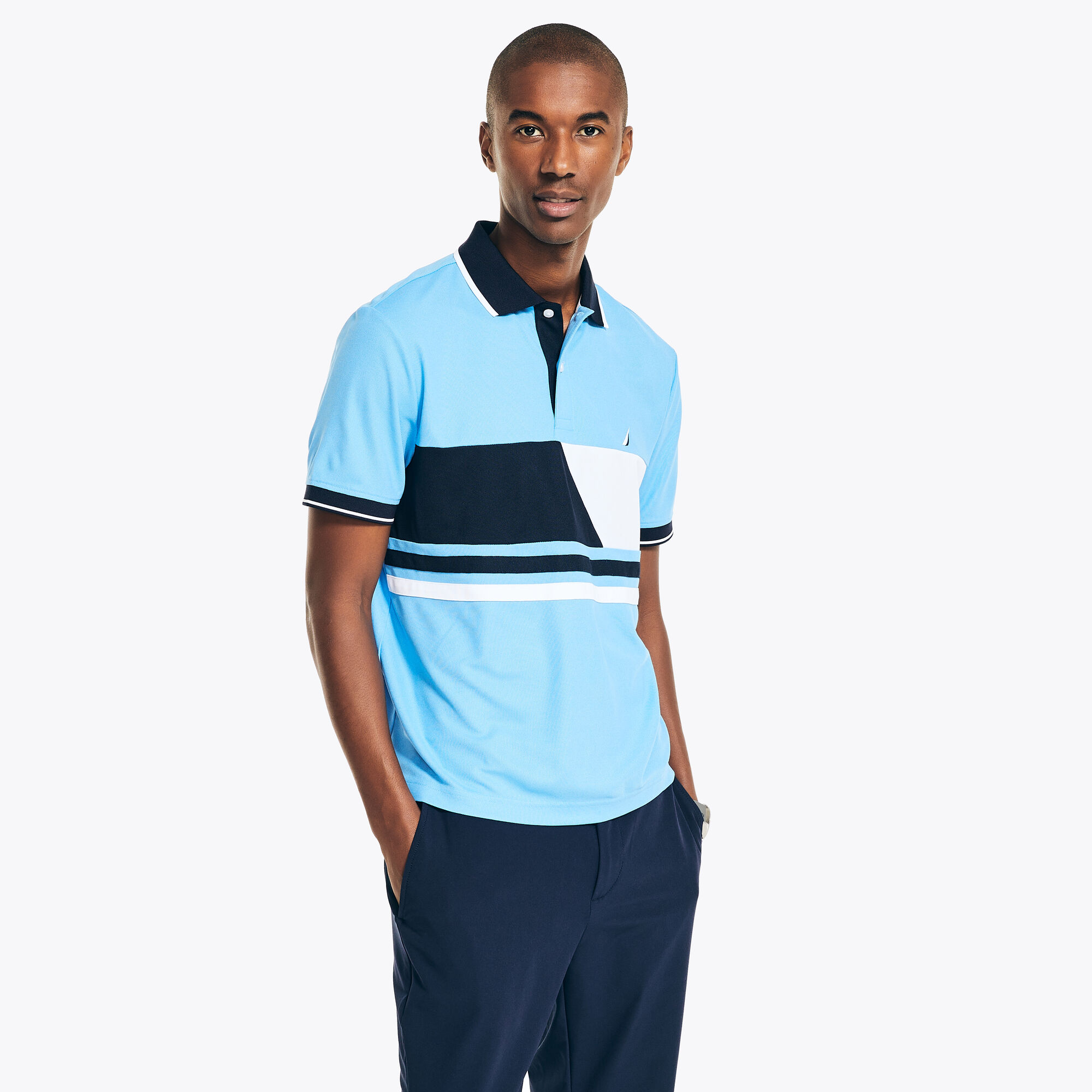 NAVTECH CLASSIC FIT PRINTED POLO,Azure Blue,large