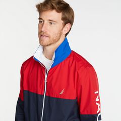 LIGHTWEIGHT COLORBLOCK HERITAGE LOGO BOMBER,Navy,large