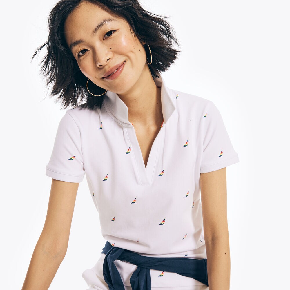 SPLIT-NECK PRIDE POLO,Bright White,large
