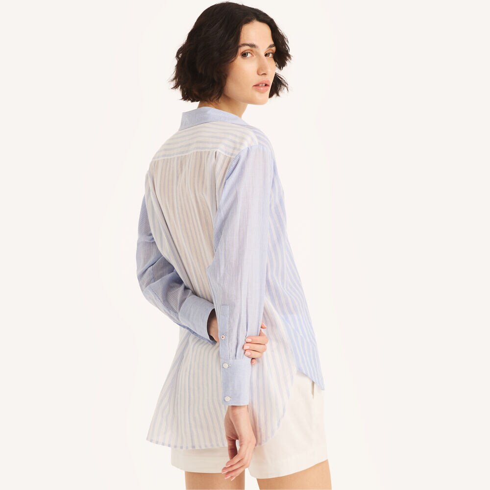 Striped Button-Down Shirt,Tropic Wave,large