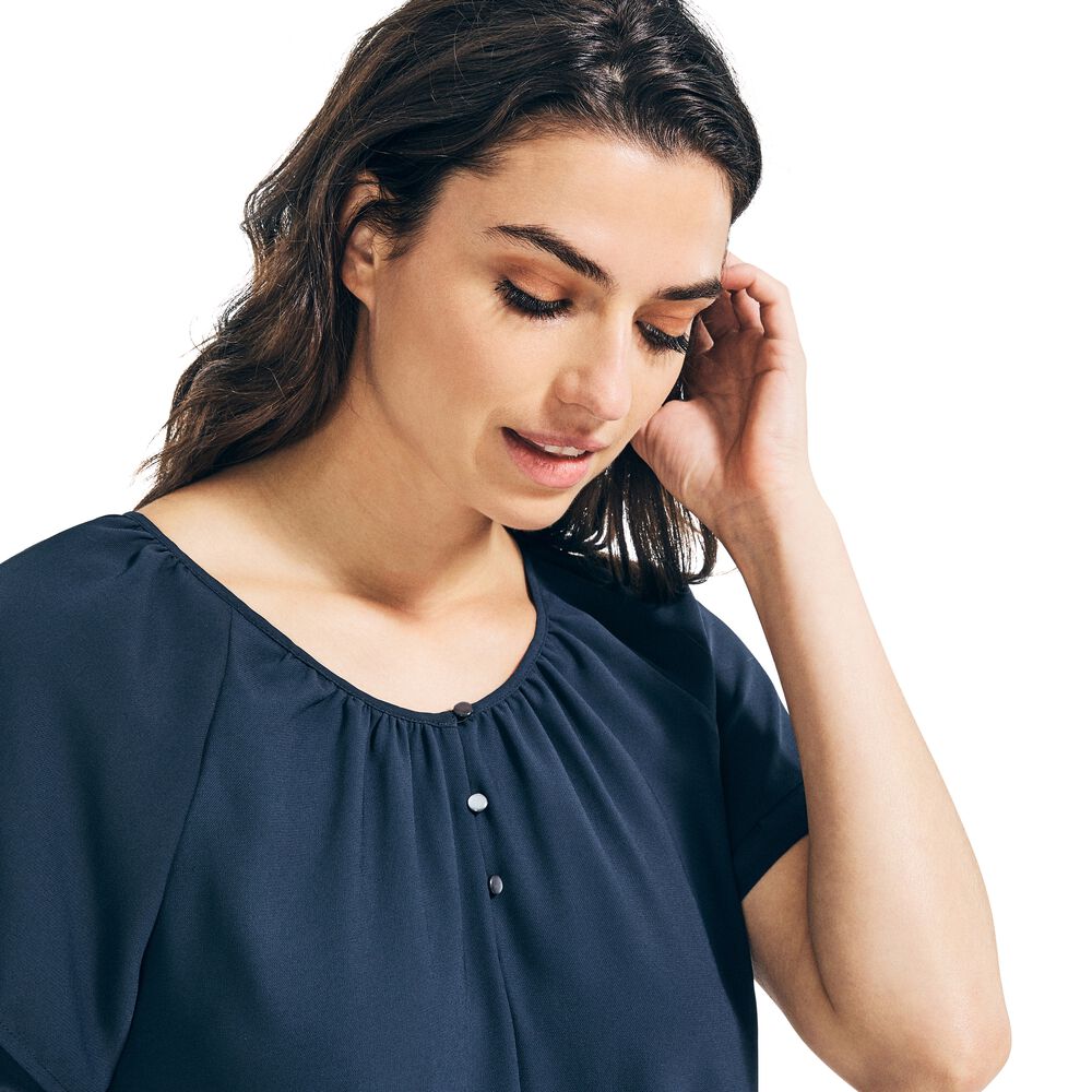 CHIFFON RAGLAN SLEEVE TOP,Stellar Blue Heather,large