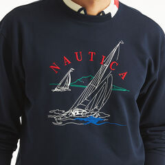 Boat Embroidered Sweatshirt,Stellar Blue Heather,large