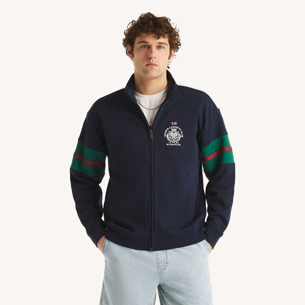Colorblock Full-Zip Mock-Neck