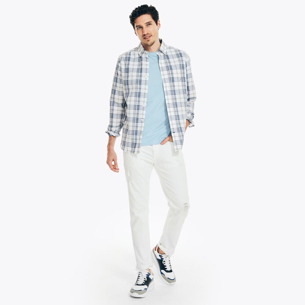 PLAID OXFORD SHIRT,Bright White,large