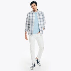 PLAID OXFORD SHIRT,Bright White,large