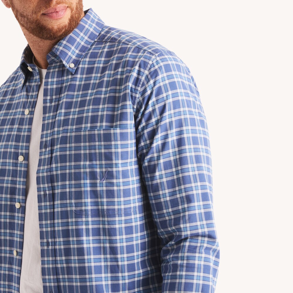 Big & Tall Plaid Shirt,Nite Sea Heather,large