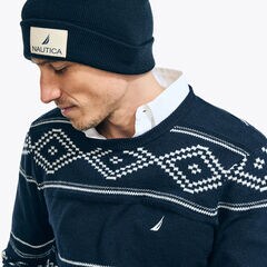 Sustainably Crafted Fair Isle Jacquard Crewneck Sweater,Stellar Blue Heather,large