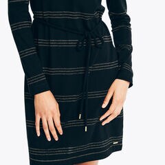 Striped Knit Dress,True Black,large