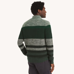 Striped Quarter-Zip Sweater,Cosmic Fern,large