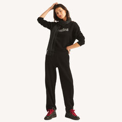 Fleece Logo Crewneck Sweatshirt,True Black,large