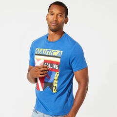 SIGNAL FLAG COLLAGE GRAPHIC TEE,Windsurf Blue,large