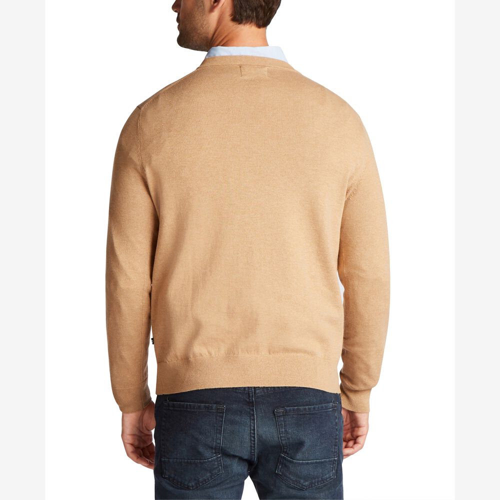 NAVTECH V-NECK SWEATER,Camel Heather,large