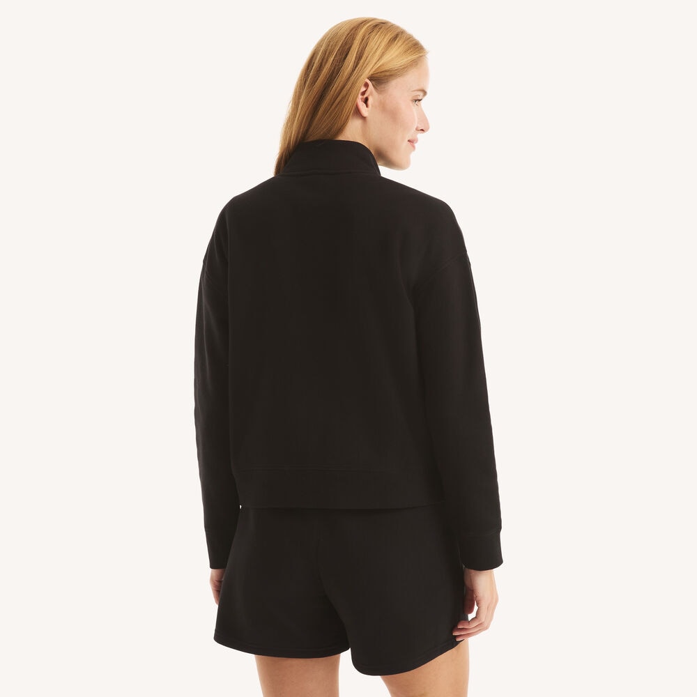 Fleece Quarter-Zip,Black,large