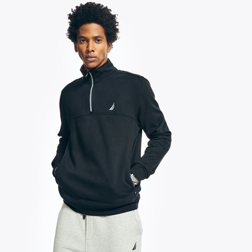 QUARTER-ZIP FLEECE SWEATSHIRT,True Black,large