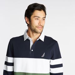COLORBLOCK LONG SLEEVE RUGBY,Navy,large