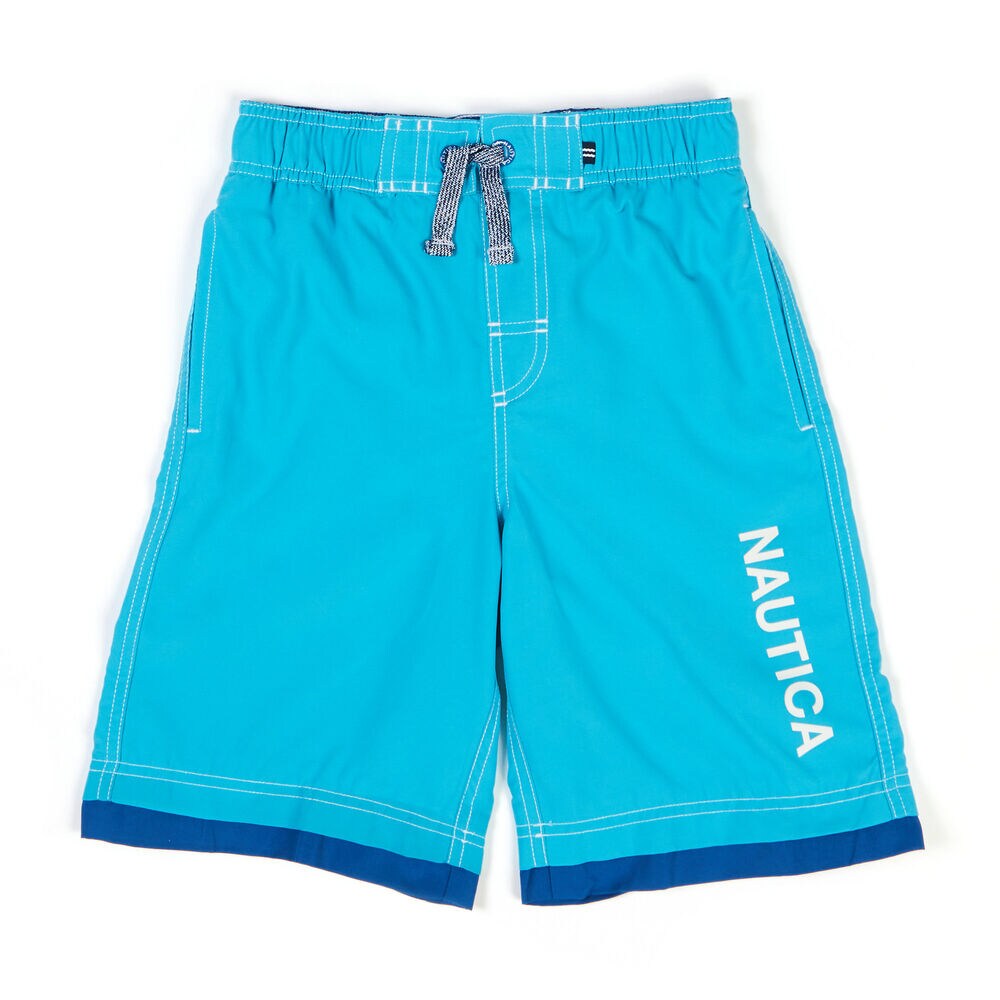 Little Boys' Signature Swim Trunks With Con Flange (4-7),Pure Deep Sea Wash,large