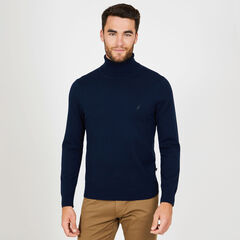 Big & Tall Solid Jersey Turtleneck,Navy,large