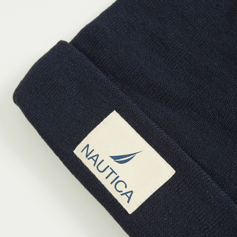 LOGO PATCH BEANIE,Navy,large