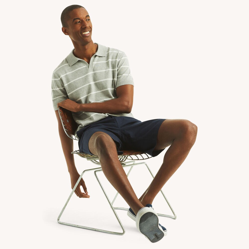 Striped Sweater Polo,Grey Heather,large