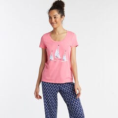 SHORT SLEEVE PAJAMA SET IN SAIL CHAIN PRINT,Ballard Blue,large