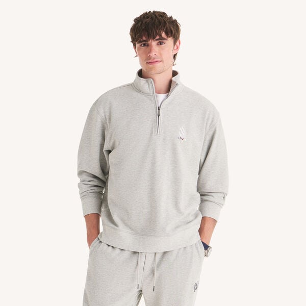 Relaxed Fit Embroidered Fleece Quarter-Zip