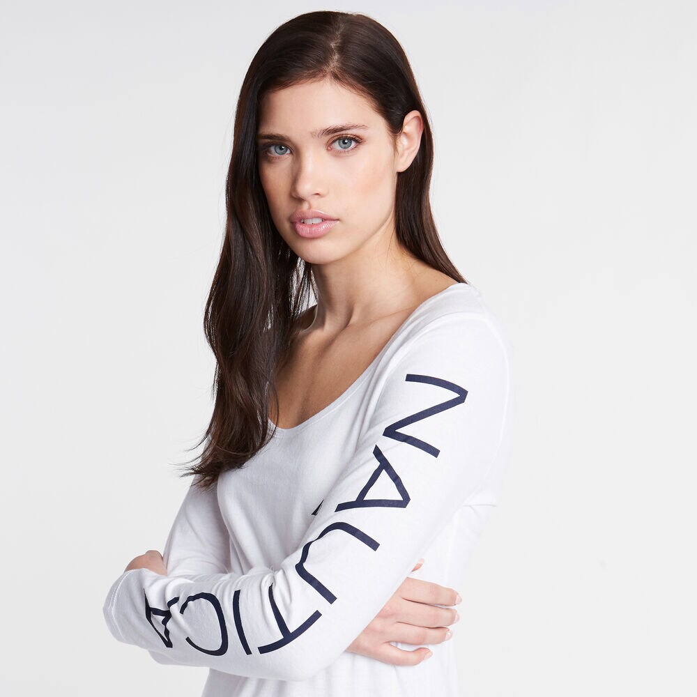 Long Sleeve Classic Fit Tee,Bright White,large