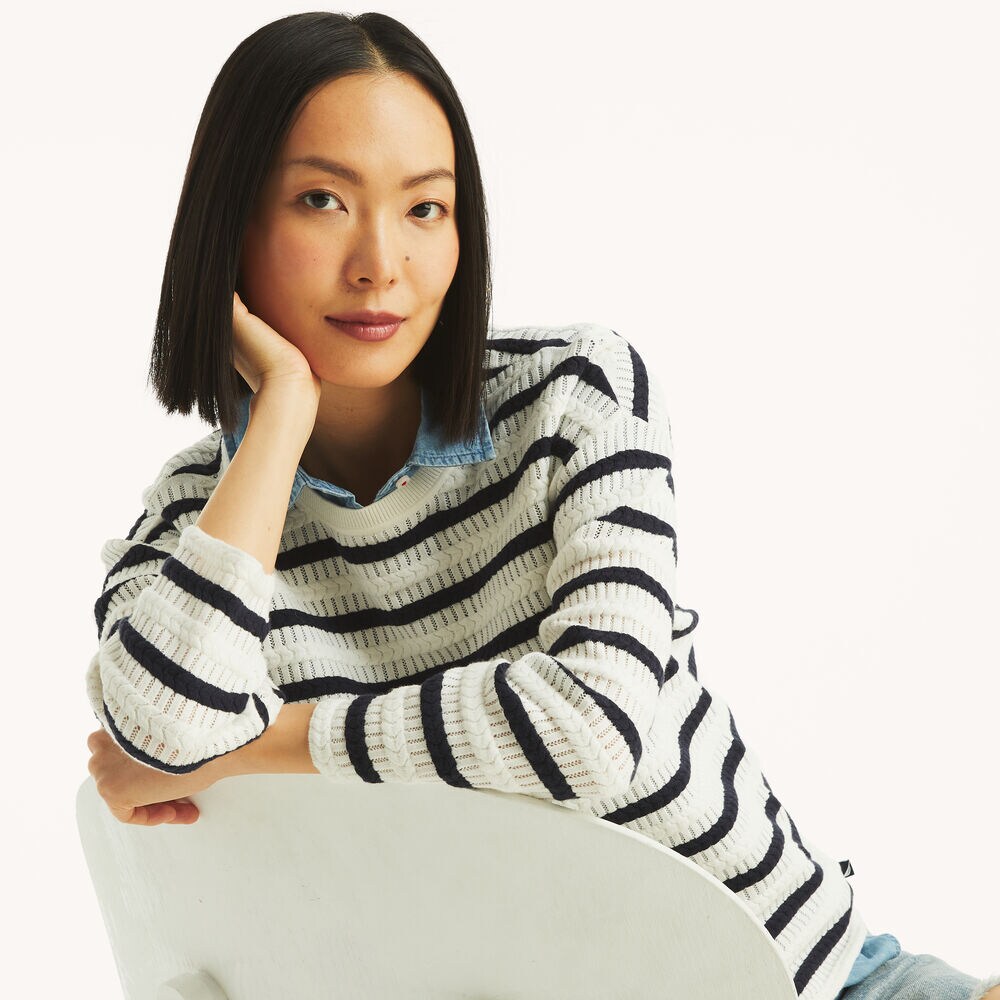 Striped Sweater,Sail White,large