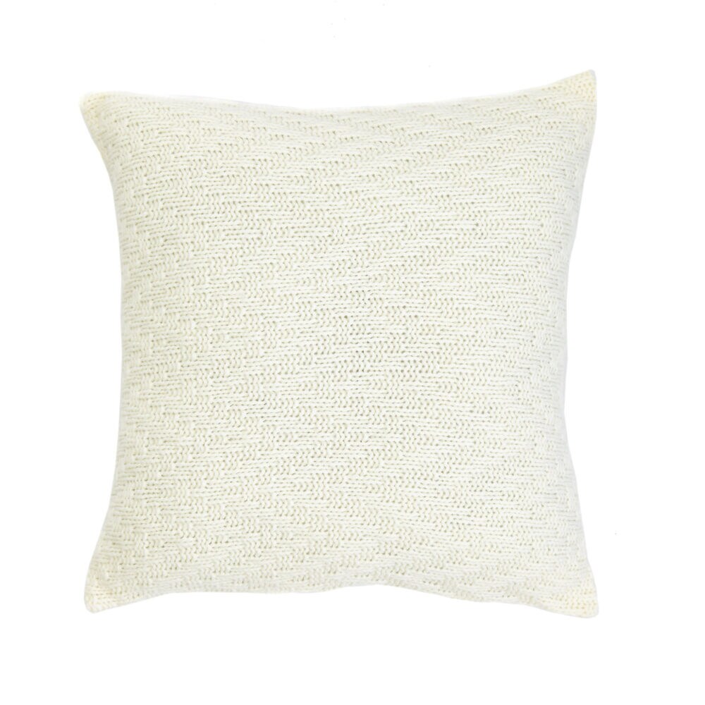 Sedgemoor Ivory Chevron Knit Throw Pillow,Bright White,large